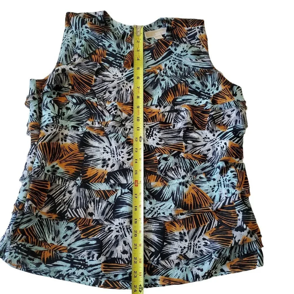 Michael Kors Sleeveless Tiered Frayed Blouse Large